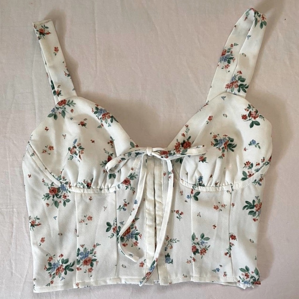 Floral Bustier crop top🍒✨